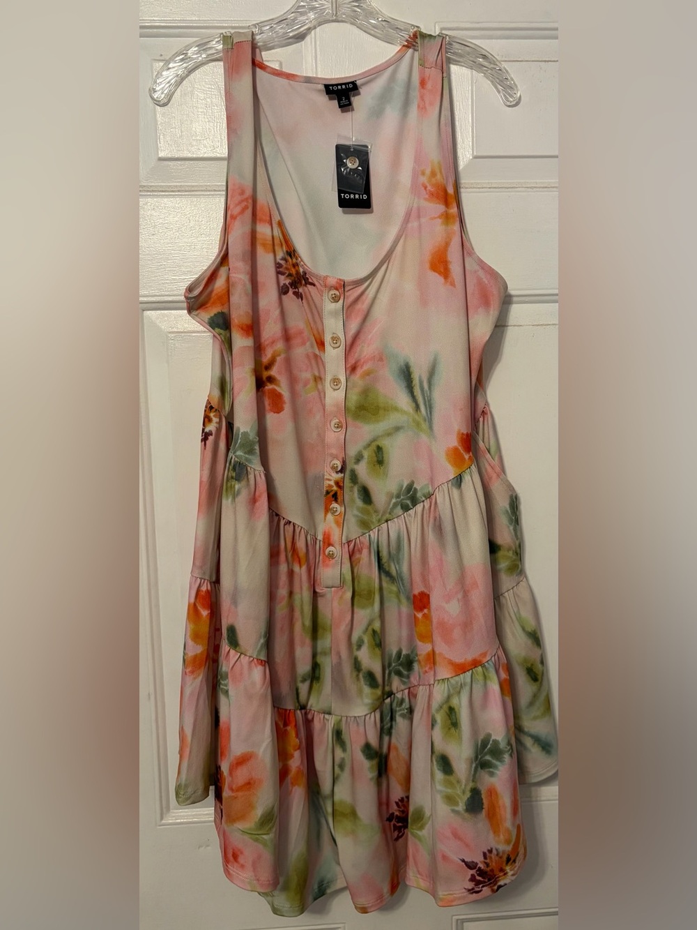 NWT Torrid Pink Floral Tiered Tank Jumpsuit Size 2X